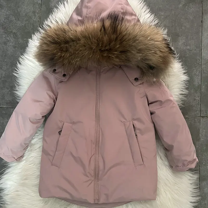 Детский лыжный костюм Children's Cotton Fleece-lined Thickened Medium and Large Children Child Baby Kids' Raccoon Fur Ski Suit