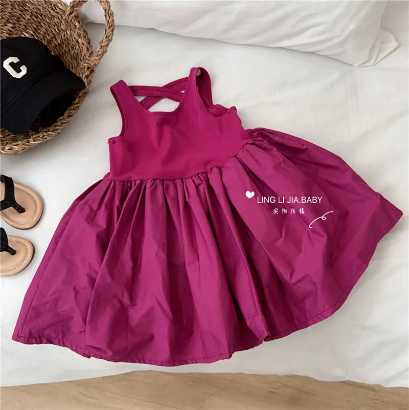 Girls Casual Dresses Back Hollowing Sleeveless Dress Toddler Girl Clothes Summer Dress Chinese Traditional Dress for Girls
