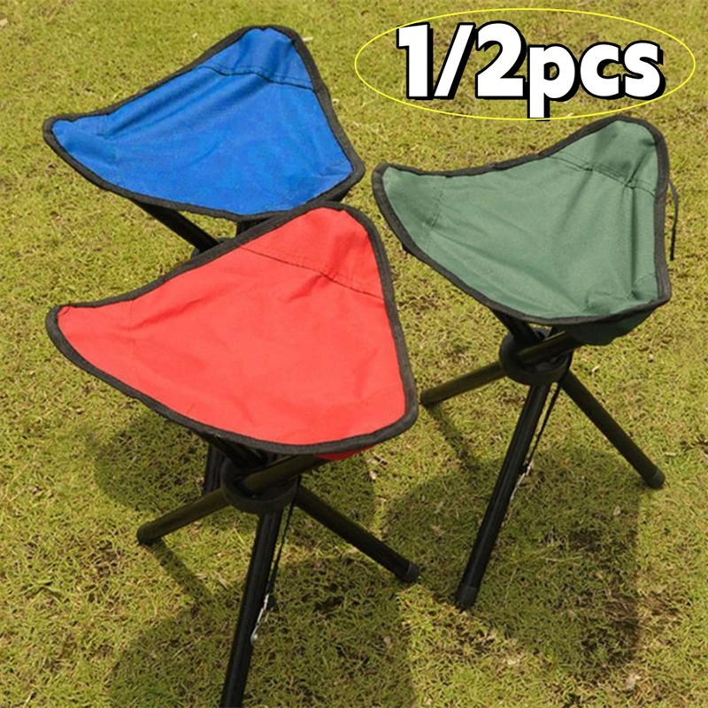 Tabouret tripode fer pliable portable - Siège camping pêche 3 pieds stable pour terrain accidenté