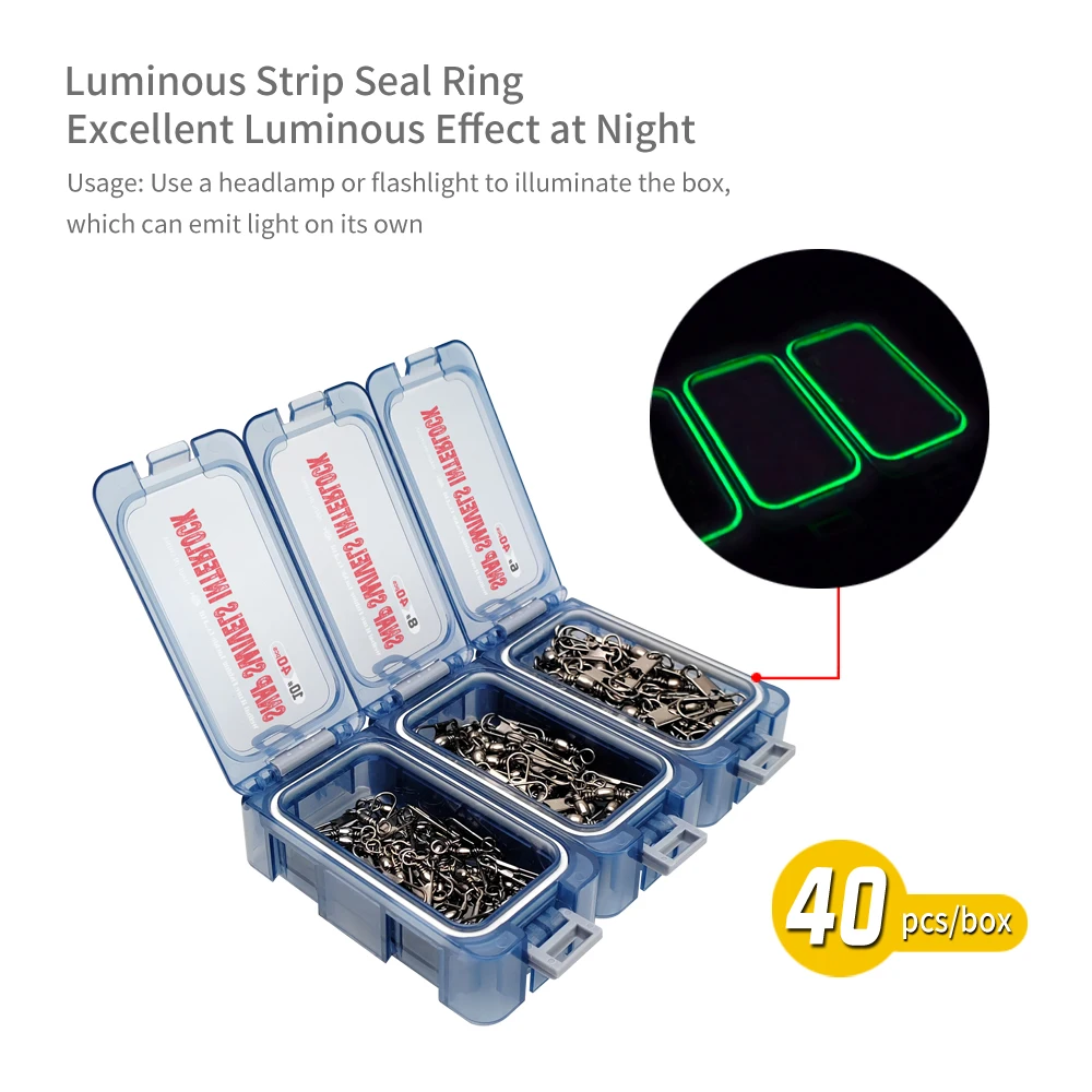 40pcs Fishhook Lure Swivels Size 6#-10# Fishing Connector Pin Bearing Rolling Swivel Carp Tackle