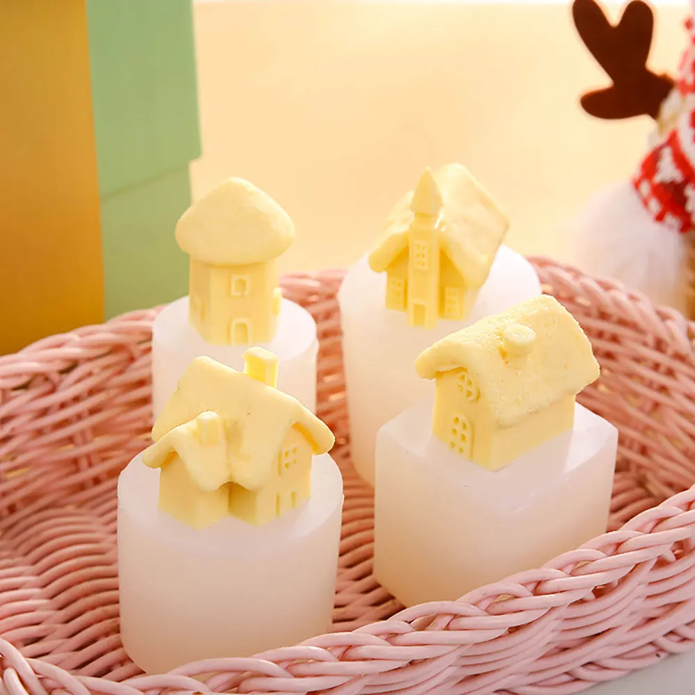 Description Picture 2 of itemFor Fun 3D Small House Castle Candle Silicone Mold Wooden House Aromatherapy Candles DIY Mold Home Crafts Ornaments Cake Mould