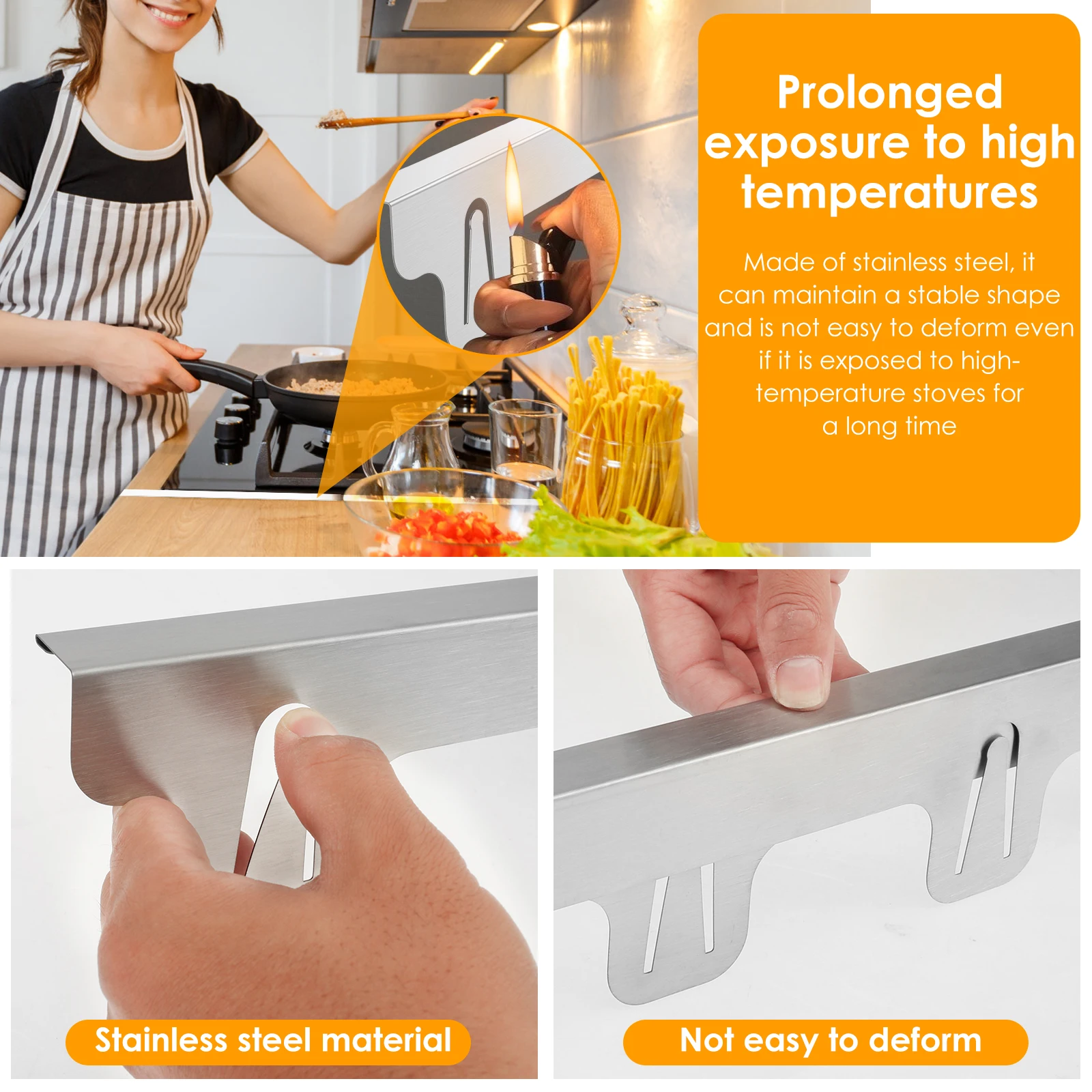 2Pcs Stainless Steel Stove Gap Guards Adjustable Length Heat Resistant Fillers stove gap cover