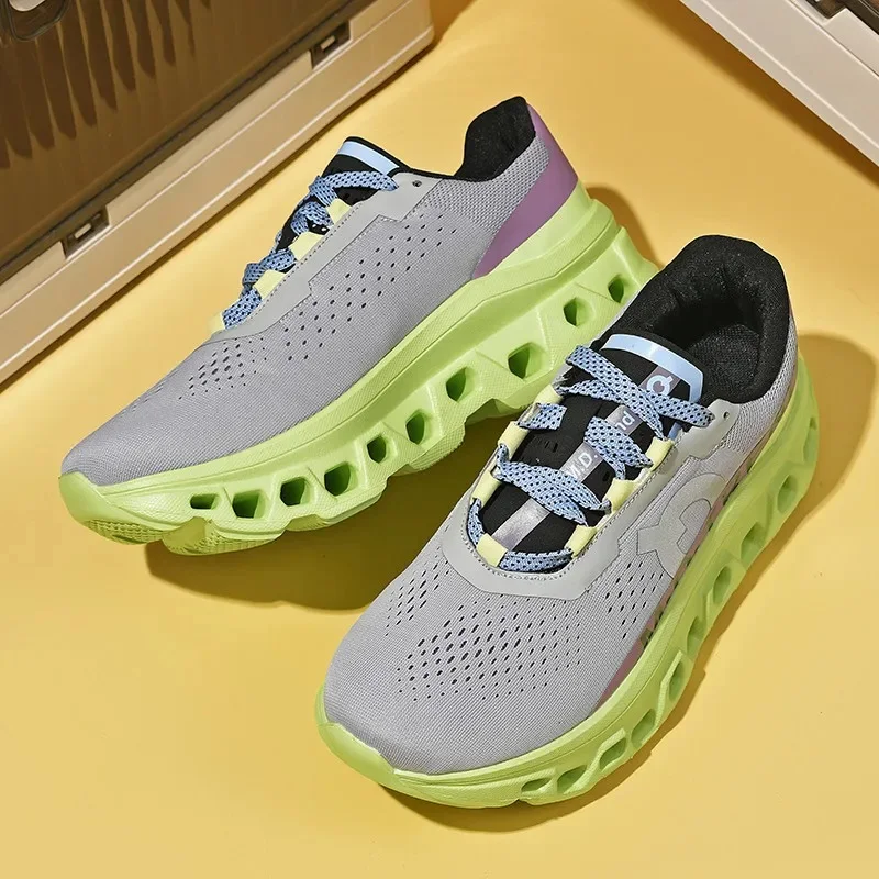 Lemoneno 2024 Running Shoes Sport Train Shoes,Casual Sneakers Lace Up Non-slip Comfort Footwear for Travel Walking Green Grey