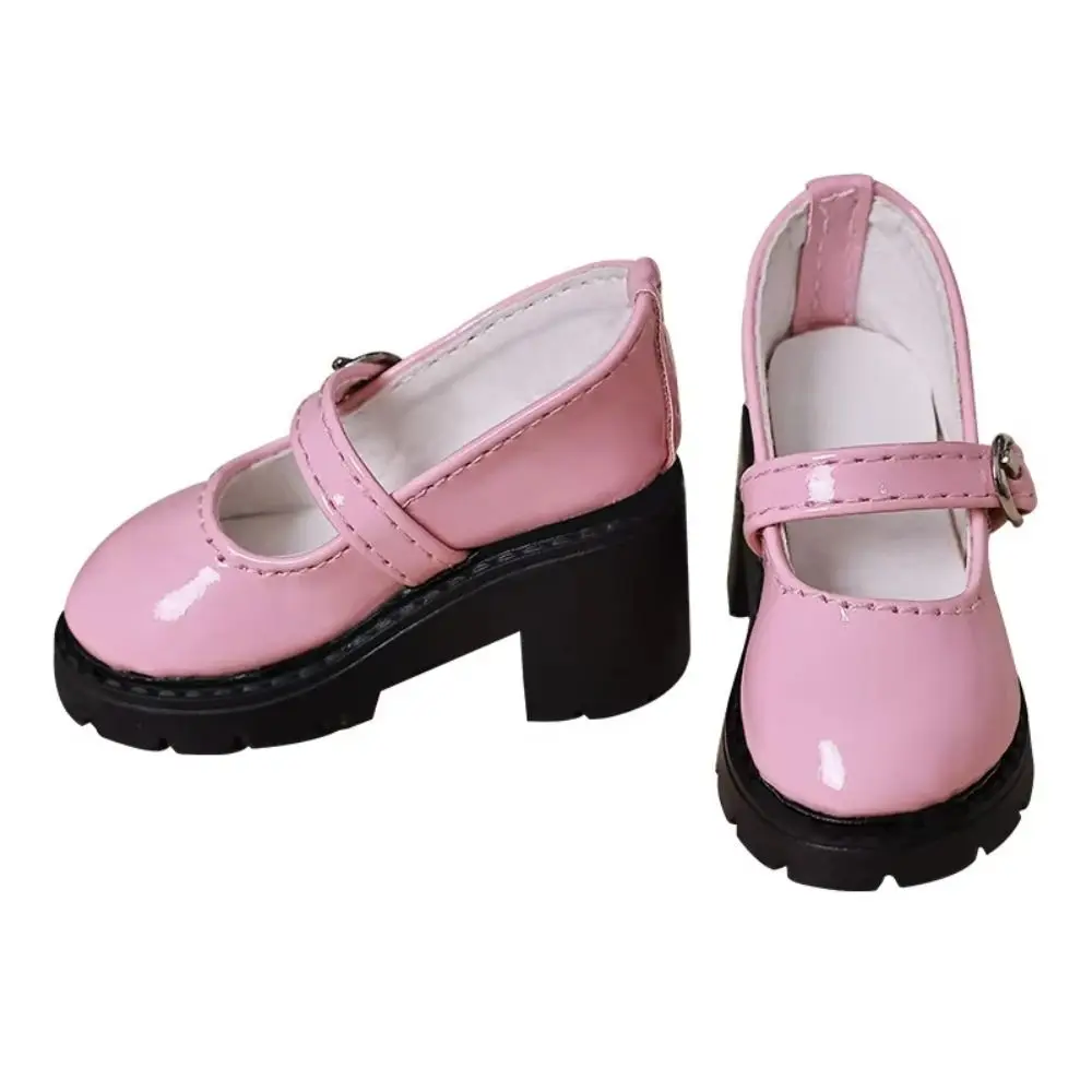 Fashion Thick Sole Bjd Doll Shoes High Heels Round Toe Doll Leather Shoes 6cm* 3cm Casual Wear 1/4 Doll Shoes DIY Toys