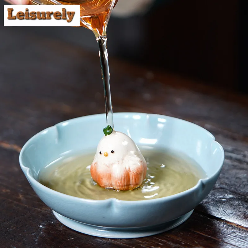 Yixing Zisha Garlic Bird Tea Pet Creative Tea Sculpture Tea Figurine Play Toys Tea Statue Ornaments Can Be Raised Decoration