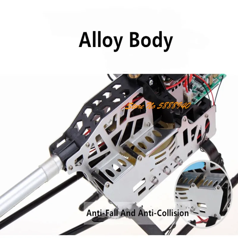 Large 80CM RC Helicopter Model 3.5CH Alloy Frame Anti-Fall All Body LED Lights 150 Meters Electric Remote Control Helicopter Toy - 5