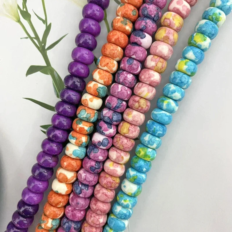 

New Natural Rain Flower Stone Abacus Beads Scattered Beads Handmade DIY Women's Summer Bracelet Necklace Accessories Wholesale