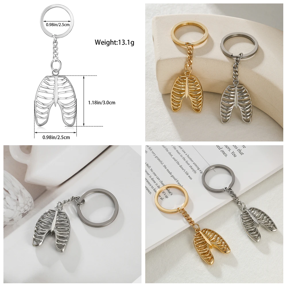 Hanreshe Medizinisches Charm-Schlüsselanhänger-Set, Stethoskop, Herz, Lungen-Anhänger, Schlüsselanhänger für Arzt, Krankenschwester, Rucksack, Tasche, Schlüssel, Chian-Schmuck – Detail 8