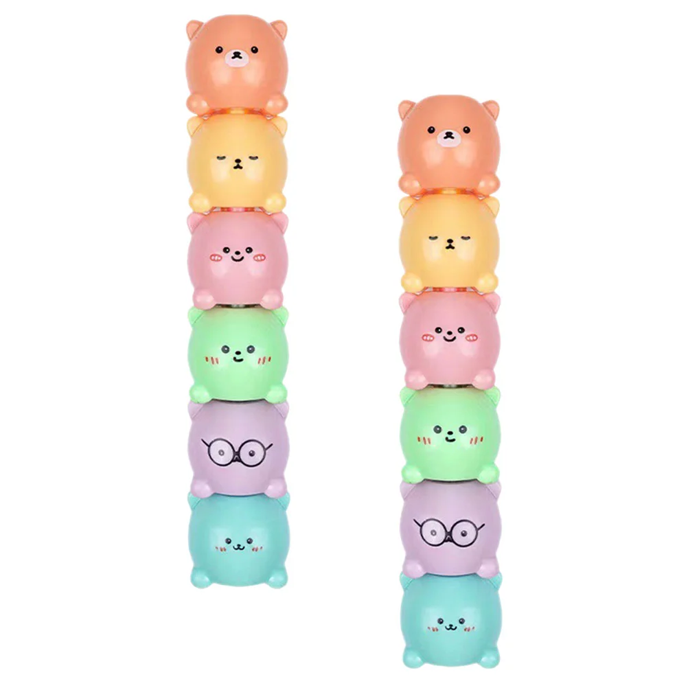귀여운 곰 하이라이터 다기능 스크랩북 마커 브러시, 학교 용품, 작은 컴팩트 펜, 2 세트