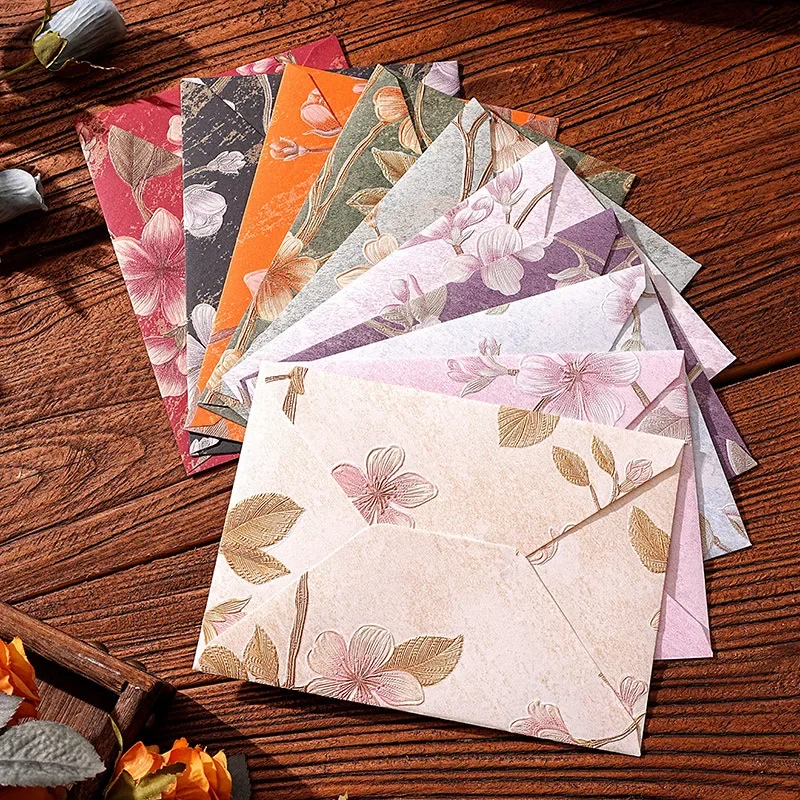 Kraft Paper Envelopes Mailing Envelopes Mini Envelopes 5pcs Vintage Brocade Envelopes Retro Floral Envelope for Letter Writing Kawaii Gift Package Kawaii Wedding Invitation Card Cover