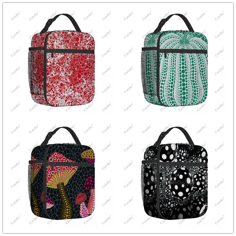 

Yayoi Kusama Mushroom Portable aluminum foil thickened lunch bag waterproof thermal insulation printed pattern lunchs tote bags