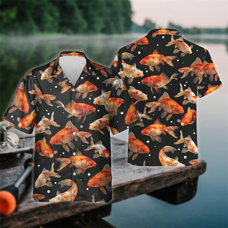 

Sea Fish 3D Print Short Sleeve Shirts For Men Clothes Summer Cool Beach Shirts Hawaiian Vacation Blouses Casual Short Sleeve Top