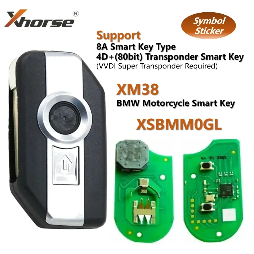 

Xhorse VVDI XM38 Smart Key XSBMM0GL Support 8A Smart Key & 4D 80Bit Transponder Key Type for BMW Motorcycle R1200GS K1300 K1600