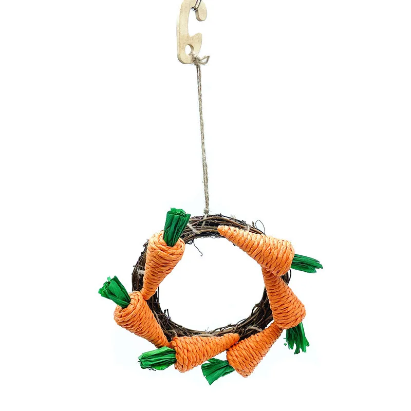 Pet Rabbit Bird Teeth Grinding String Rabbit Carrot Flower Wreath