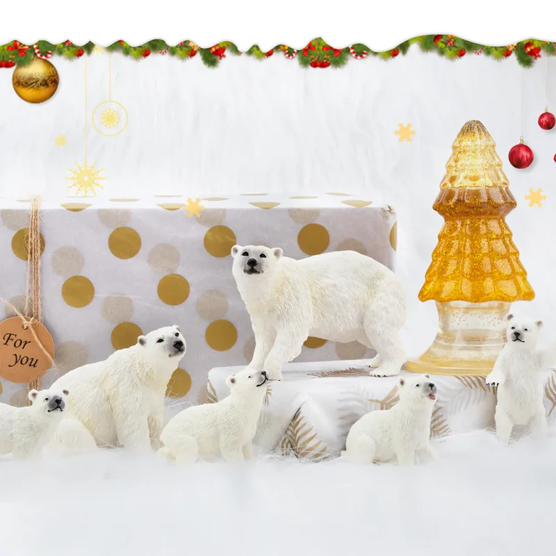10 pezzi Mini Simulazione di Coniglietti, Foche, Orso Polare, Renne
