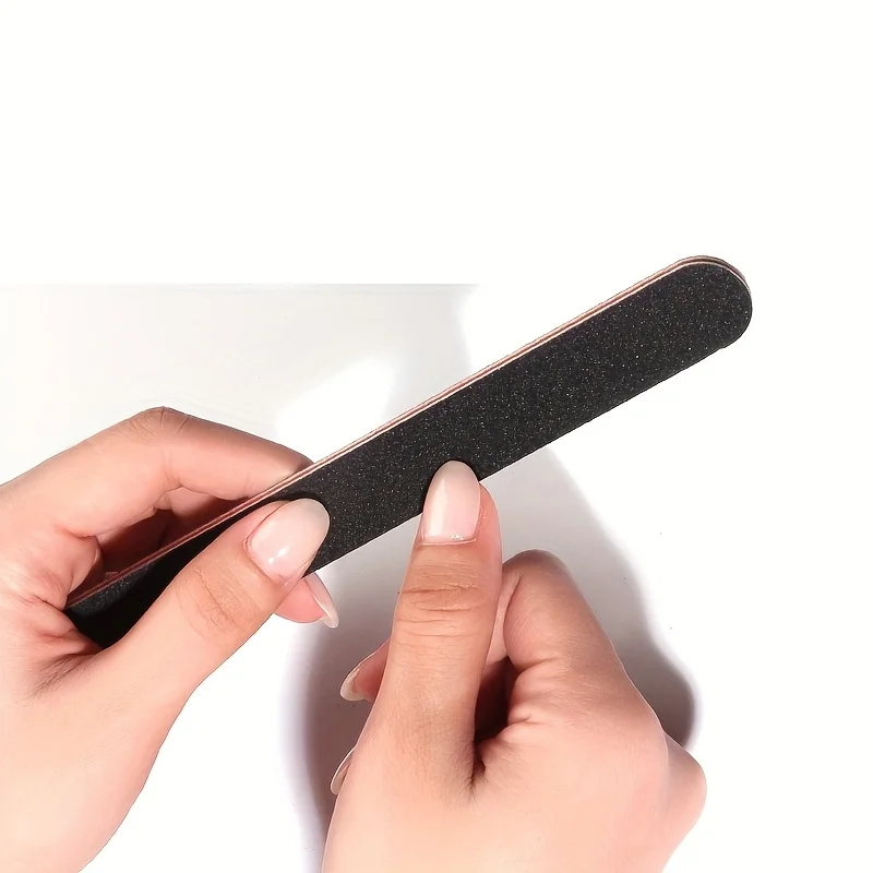 Professional Double-Sided Nail File Set, 10pcs Black Matte Board Manicure and Sanding Tools, Washable Dual-Sided Nail Files