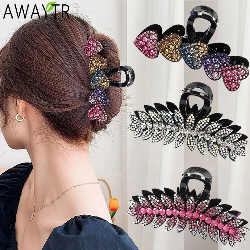 Barrette à Cheveux élégante Strass Coeur Noir Et Vert - Neuf Sans Emballage