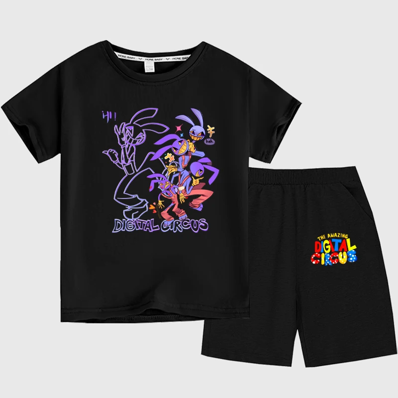 

Cute The Amazing Digital Circus Girls Boys Summer Tracksuits Kids Sports T-Shirt+Pants 2Pcs/Set Children's Clothing Outfits