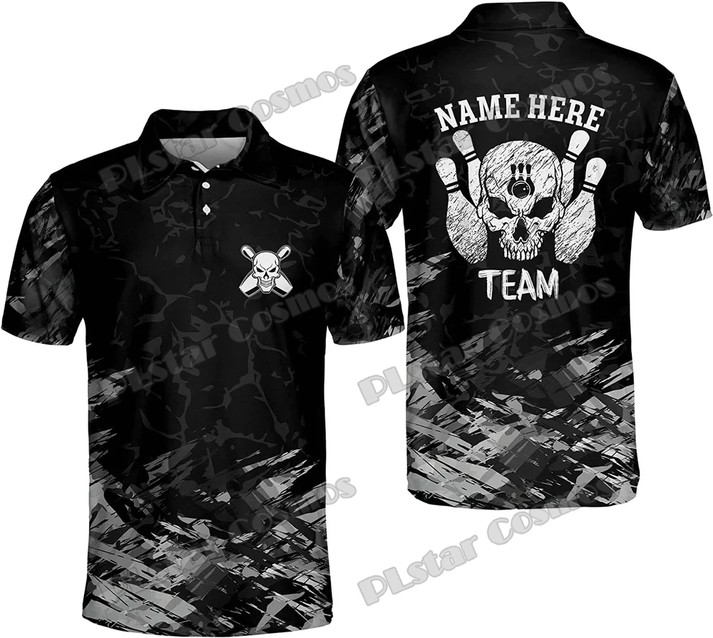 Schädel Bowling Team personalisierte Name 3D gedruckt Herren Poloshirt Sommer Straße Kurzarm Shirt Geschenk für Bowling Spieler WK36 – Detail 10