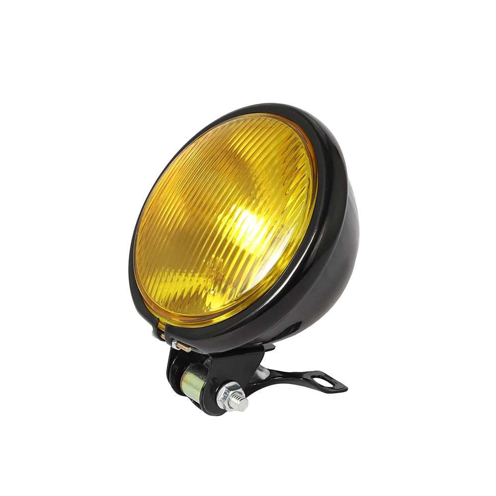 For Honda Harley Suzuki Kawasaki Retro Metal Universal Motorcycle Headlight Round with Holder Electroplate