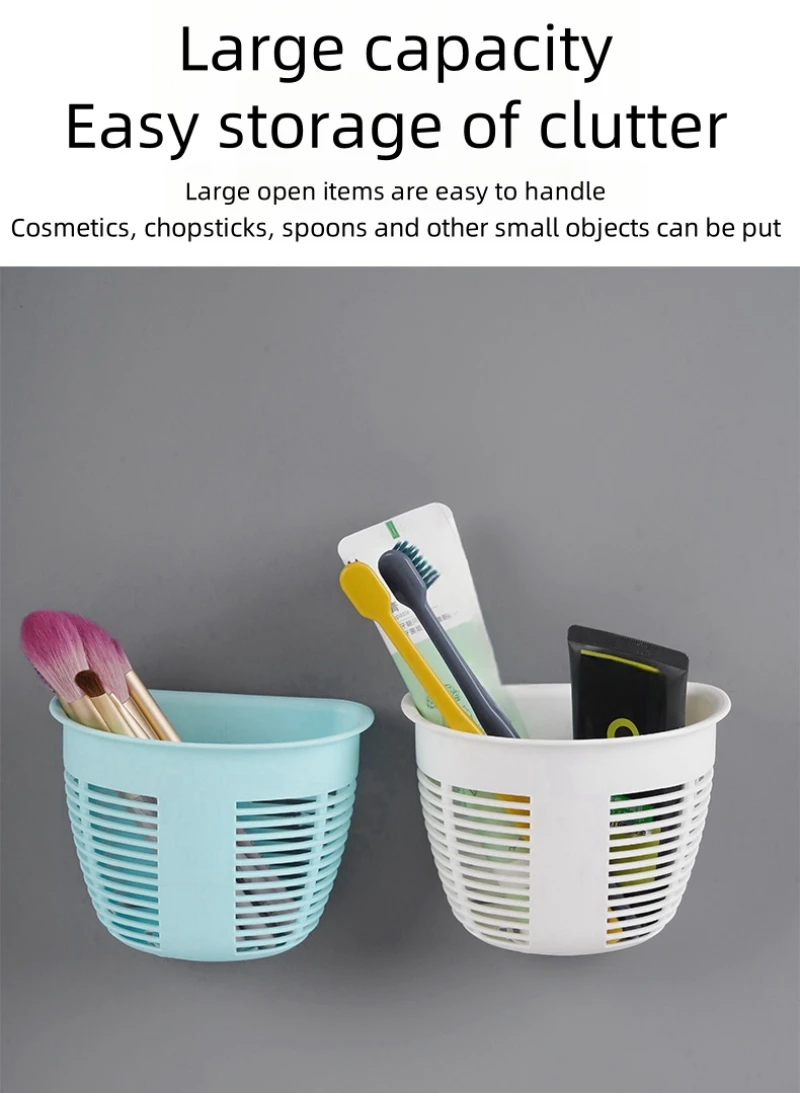 Description Picture 6 of itemWall Hanging Seamless Storage Box Plastic Storage Basket Household Small Hanging Basket Storage Rack Kitchen Storage Basket