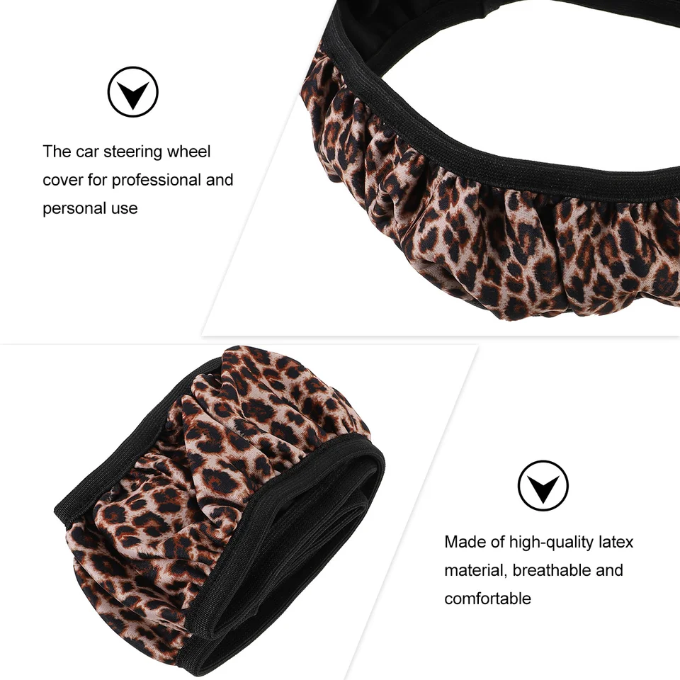 Dolyues Fundas Para Volante De Coche Con Patrón De Leopardo Negro Rosa