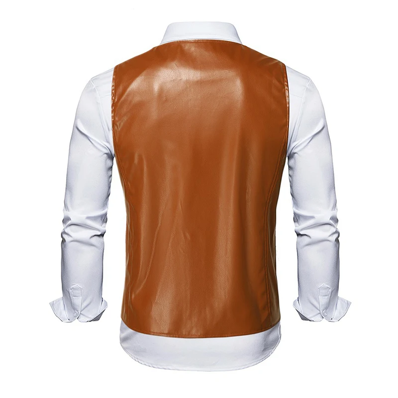 Men Vest European American Fashion Retro Round Neck Sleeveless British Style Vintage