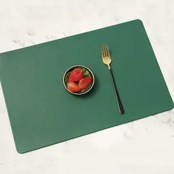 Nordic Style Waterproof Leather Rectangular Placemat for Home Decor and Dining (Green)