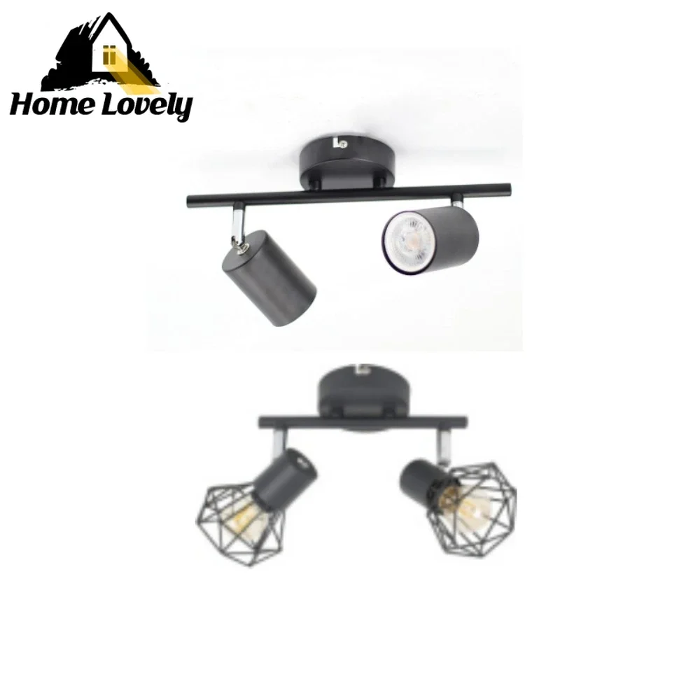 

Ceiling Lamp 2 Heads Led Spotlight Surface Mounted Fixture Black Foco for Living Room Kitchen Home Decor Lighting Set