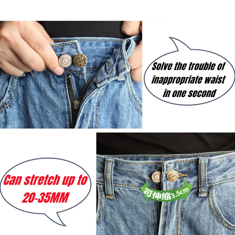 8pcs Detachable Buttons Jeans Accessory Jean Waist Tightener Pants Waist  Buckle