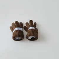 3-8Y Baby Gloves Winter Boys Girls Children's Cold Resistant Five Finger Knitted Finger Warmth Children's Half Finger Gloves 6