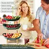 3 Tier Fruit Basket, 1 Count Large Capacity Tiered Fruit Basket Stand, Bamboo Fruit Basket Fruit Tray Snack Nuts Bread 6