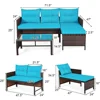 Patio Corner Sofa Set 3 Piece, Outdoor Rattan Sofa Set, Includes Lounge Chaise, Loveseat & Coffee Table, Patio Garden Poolside 5