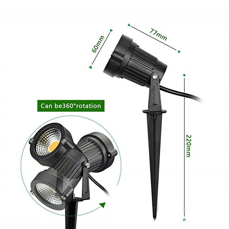 Outdoor Landscape Spotlights LED Lighting 5W Waterproof Graden Lights COB Led Spotlights With Stake for Garden Lawn Decorative