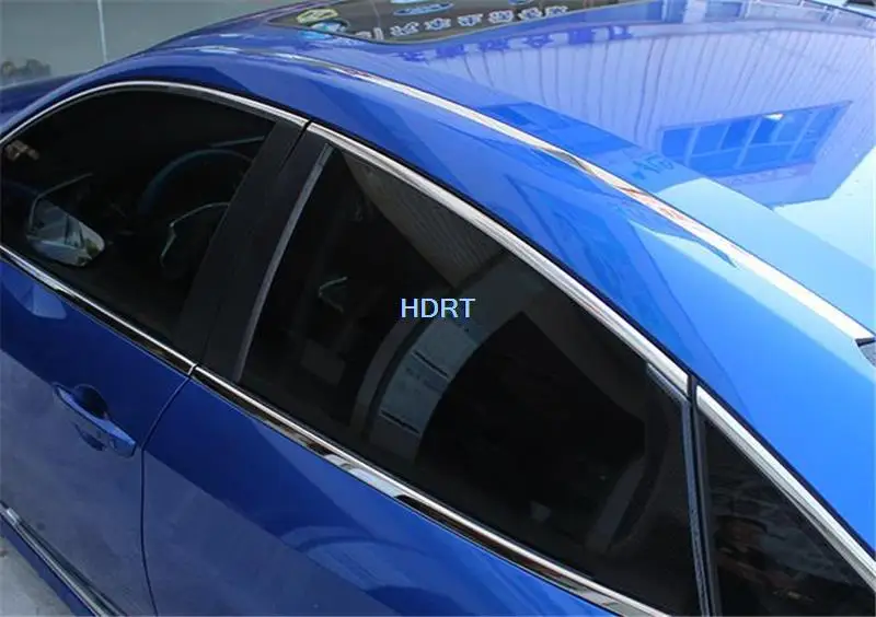 For Honda Civic 10th 2016 2017 2018 2019 stainless steel Roof trim moulding cover Decorative strips 2pcs Car Styling