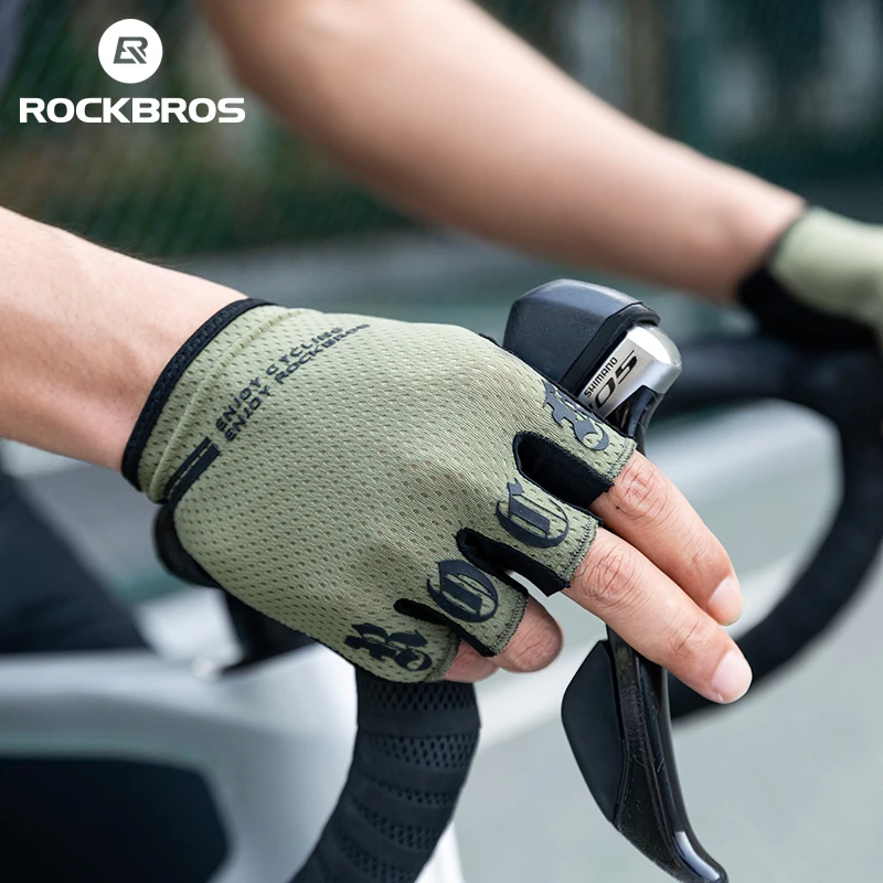 ROCKBROS Cycling Gloves Bike Shockproof Half Finger Gloves Breathable Anti-shock Bike Short Gloves Summer High Elasticity Gloves 3