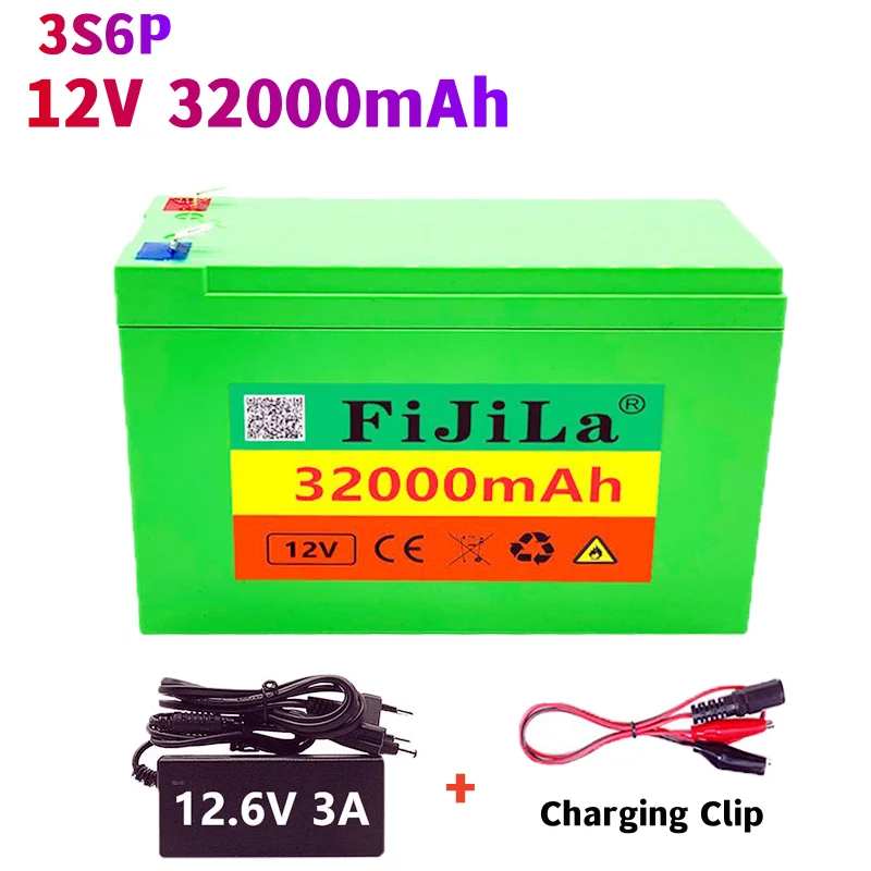 

Lithium battery 12v 32ah 18650 new pack of lithium butide battery 30a high current bms used for sprayer+charge12.6v3a