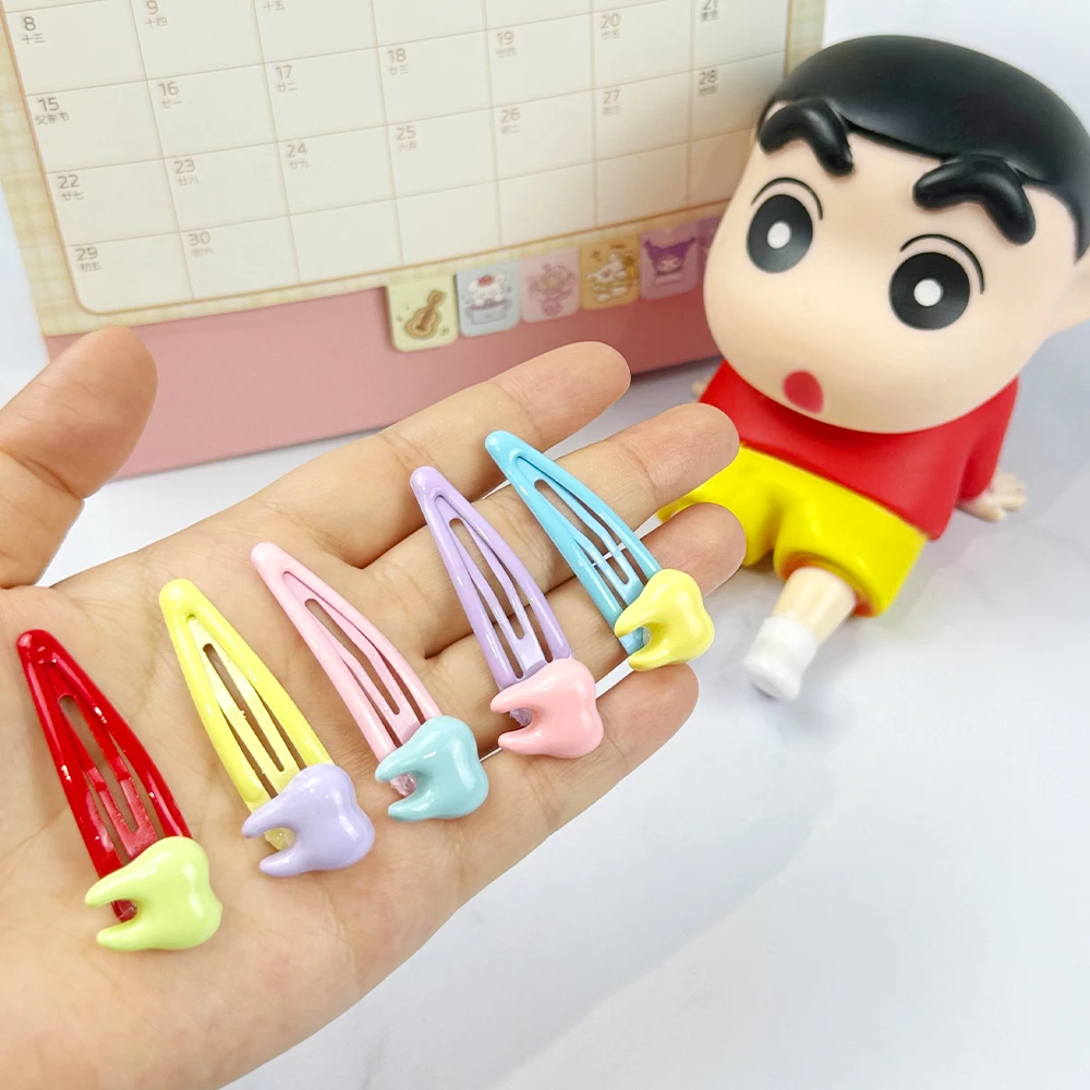 10팩 귀여운 치아 모양 헤어 클립 소녀용 치과 선물 액세서리 간단한 헤어 액세서리 어린이용