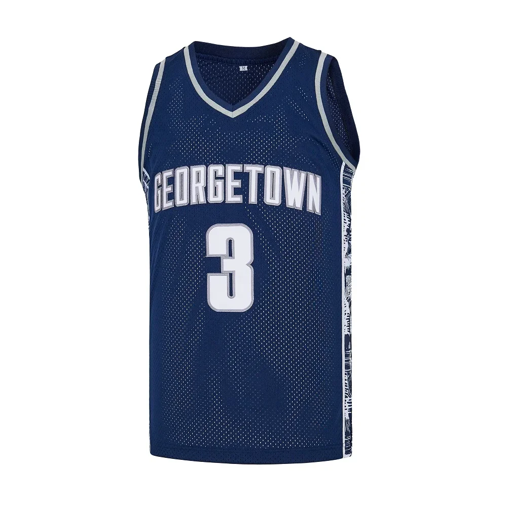 Basketball jerseys Georgetown 3 Iverson JERSEY Sewing Embroidery Outdoor sportswear cheap high quality Movie Blue grey new