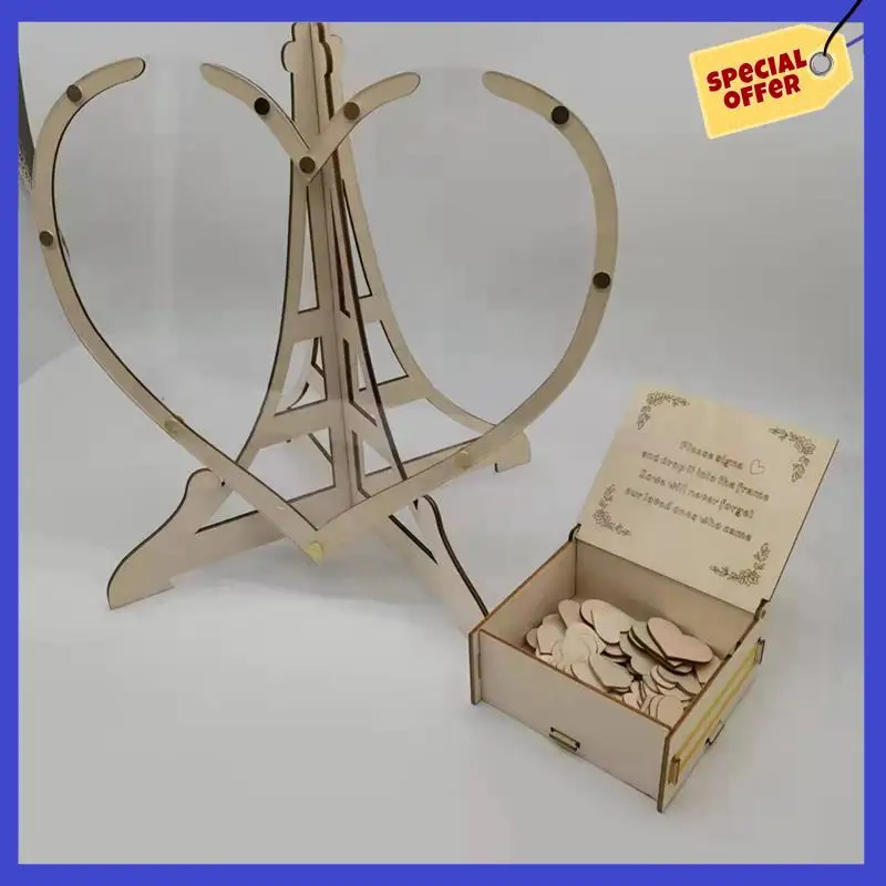 Wedding Guest Book Alternative Wedding Decor 3D Engraved Guestbook Guest Drop Box Welcome Card Decorations Durable , B
