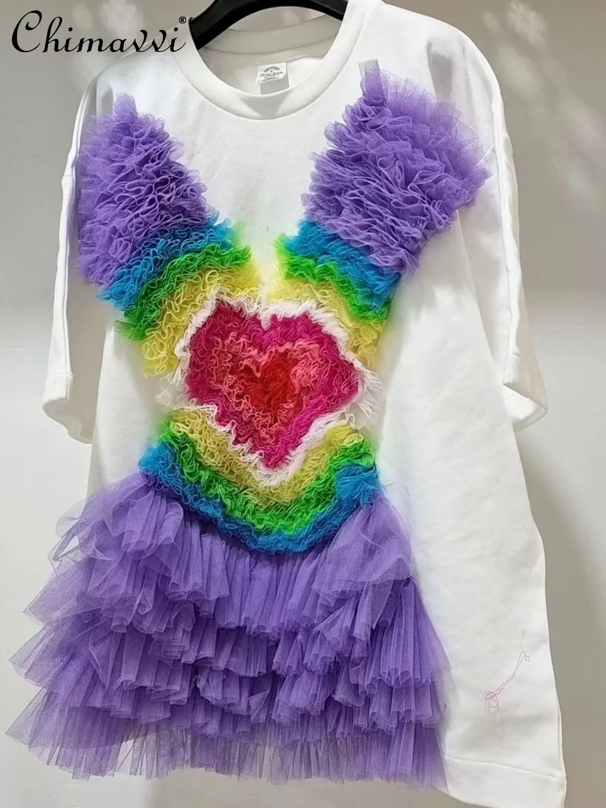 

Fashion Mesh Patchwork T-shirt Women's 2023 Summer Clothes New All-Match White Loose Elegant Short-Sleeved Top Women's Tshirts