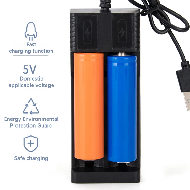 1/2 Slots Smart 18650 Charger Lithium Battery Charger Universal Battery USB Charger Smart Chargering For Rechargeable Batteries