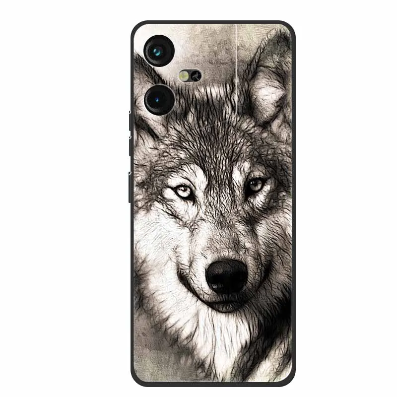 Luxury Soft Silicone TPU Phone Back Cover with Animal Wolf Design