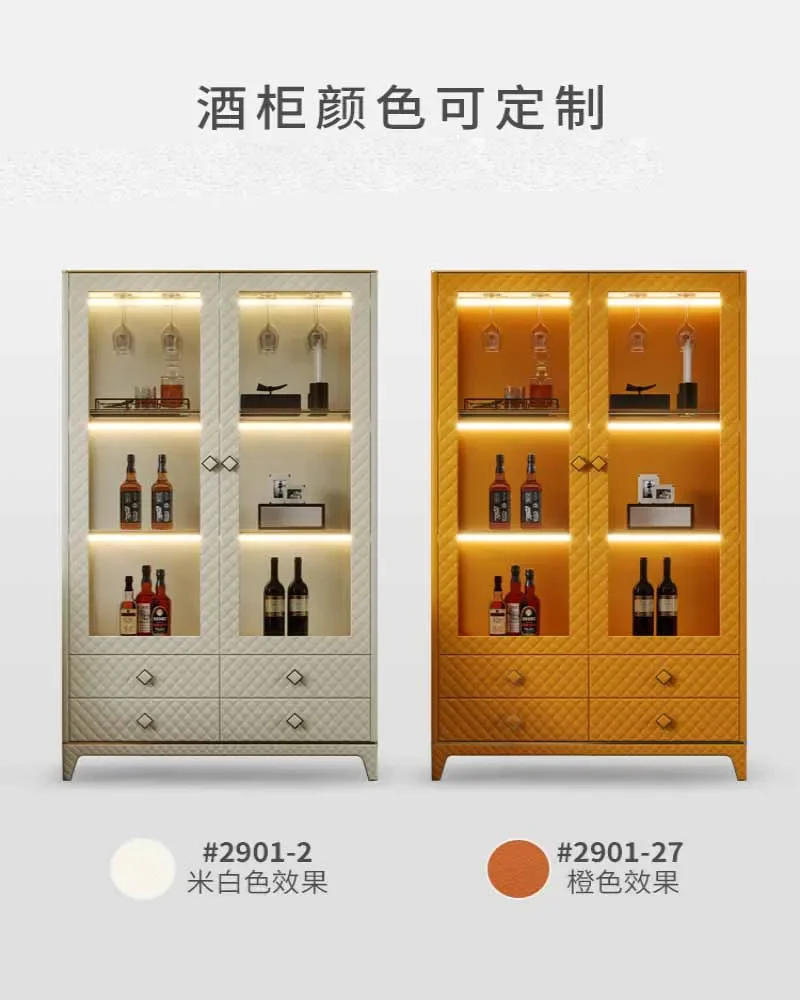 Light Luxury Restaurant Wine Cabinet Hong Kong style Furniture Meal Side Cabinet Room Hall Storage Combination P