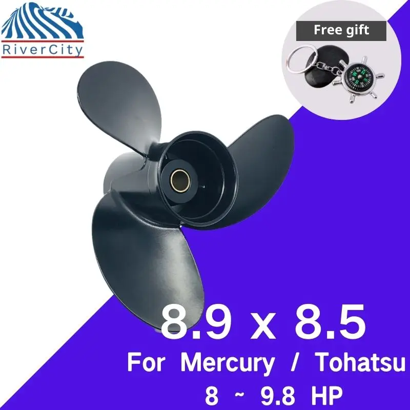 

For Tohatsu Nissan 8hp 9.8hp 8.9x8.5 Outboard Propeller Boat Aluminum Alloy Screw 3 Blade 12 Spline Marine Engine