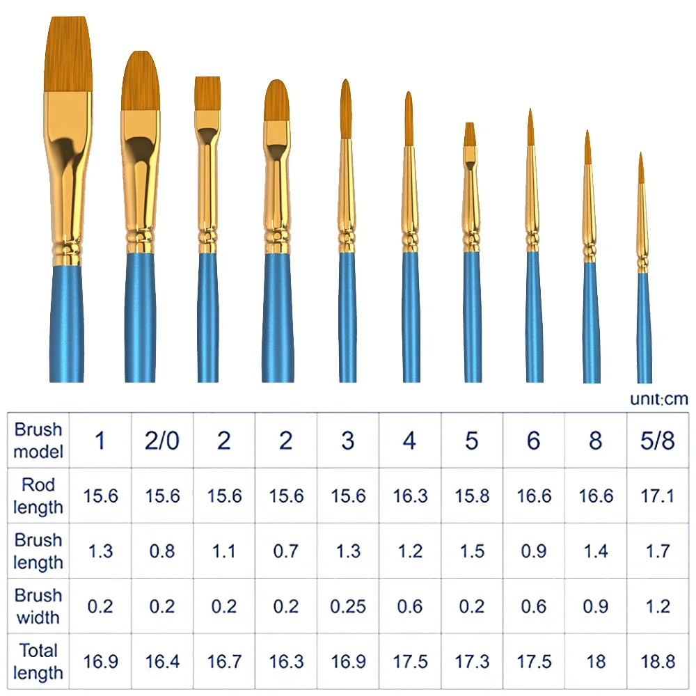 50pcs Artist Paint Brush Set High Quality Nylon Hair Watercolor Acrylic Oil Brush Painting Art Supplies Nail Art