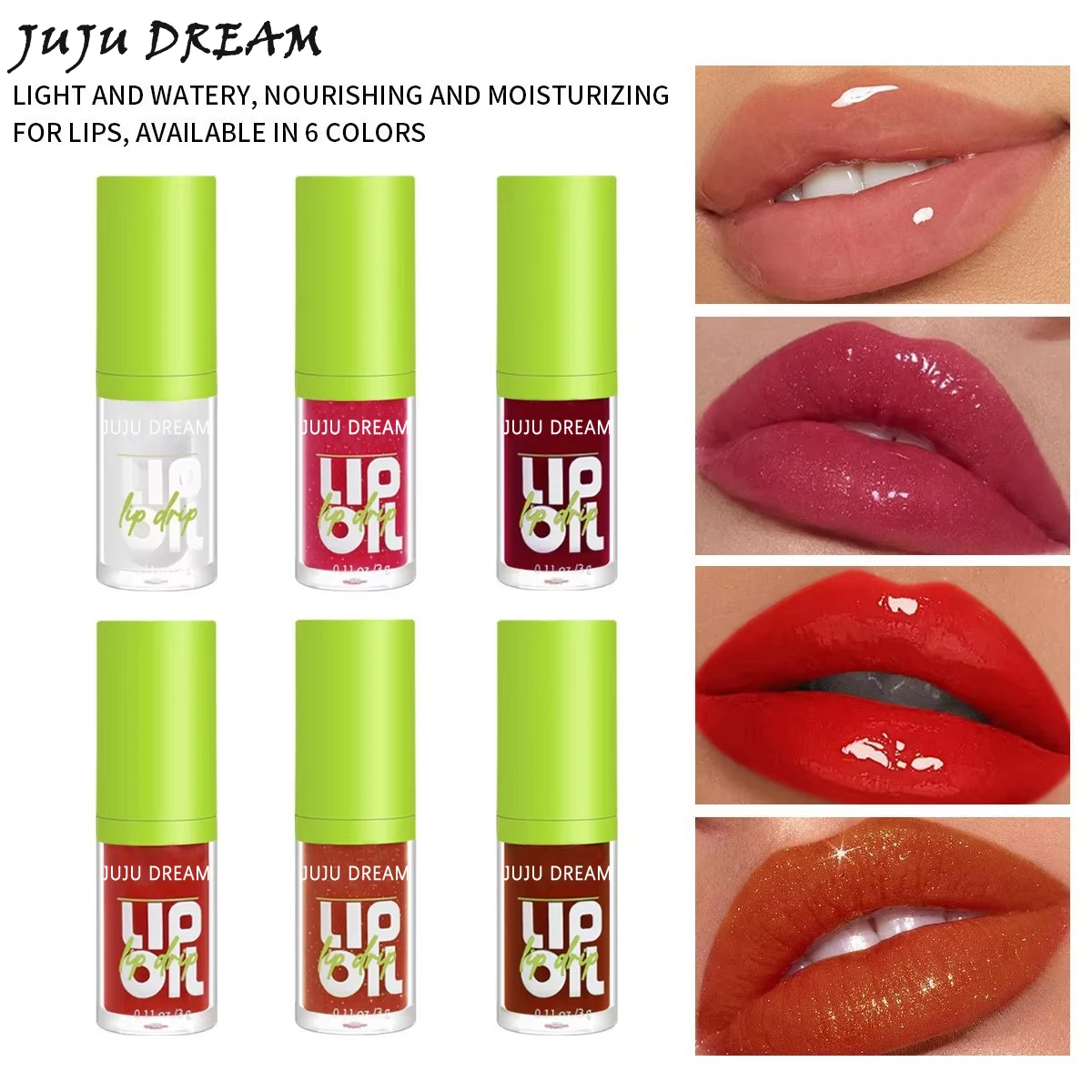 Lip Gloss Waterproof Long-term Moisturizing Non-stick Cup Non-fading Liquid Green Packaging Cosmetics
