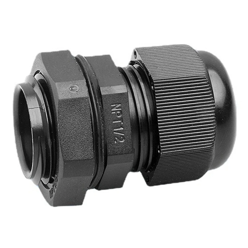 50 Pieces Of NPT 1/2 IP68 Waterproof PA66 Cable Gland Flame-Retardant Environmental Protection Cable Fixing Head(Black)