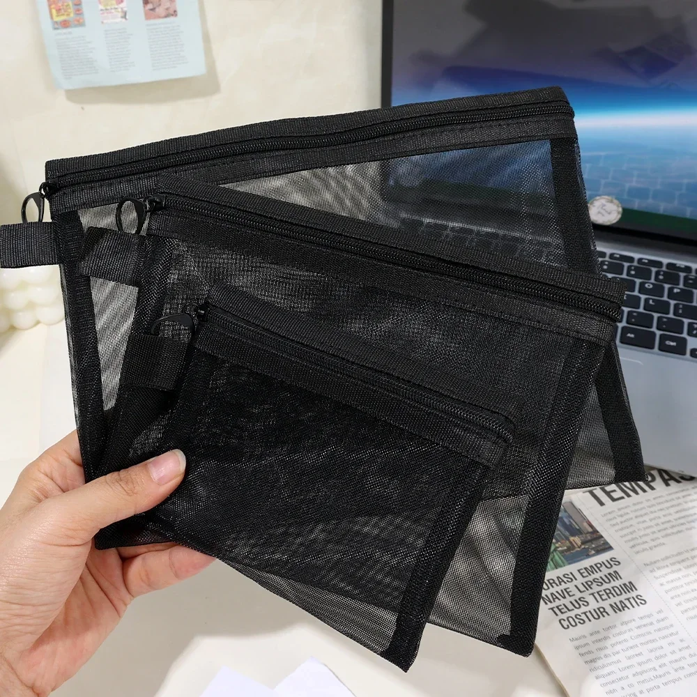 Makeup Organizer Cosmetic Bag Cosmetic Storage Bag Toiletry Bag Makeup Bag Cosmetic Case 1/3pcs Black Mesh Cosmetic Bags Portable Travel Toiletry Organizer Lipstick Storage Pouch Handbag Holder Clear S/M/L