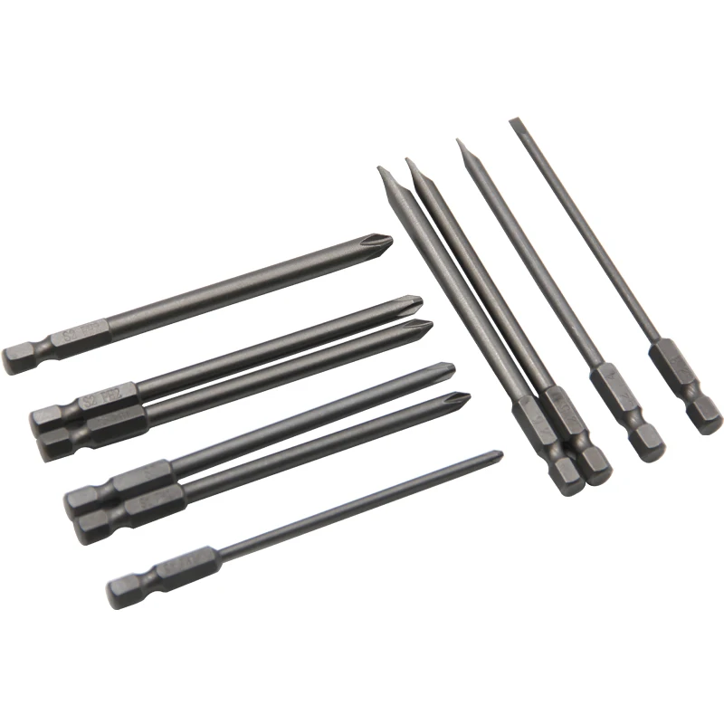 Jeu de 10 tournevis cruciformes et plats 100mm - Lot embouts de précision